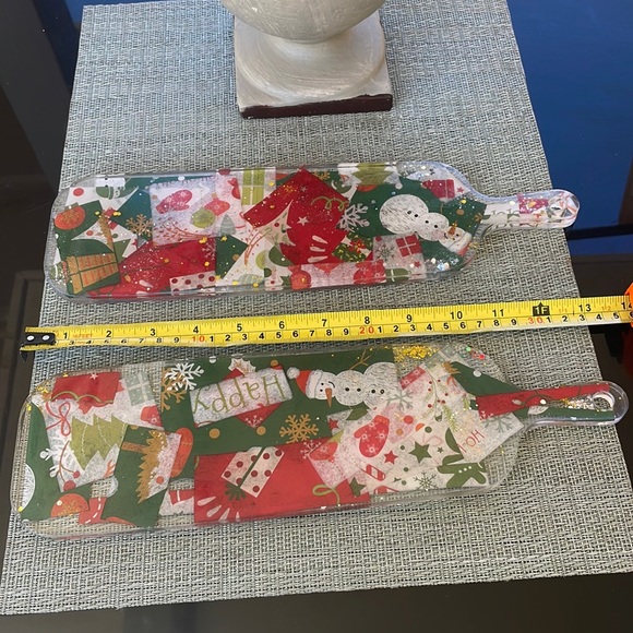 XMAS Handmade Festive Holiday Round Cheese Plate Serving Tray - Picture 13 of 13